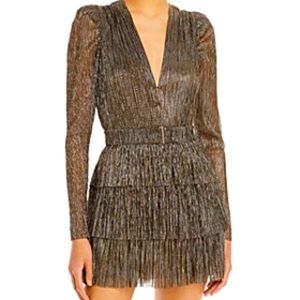 Sabina Musayev Carry Metallic Mini Cocktail Dress